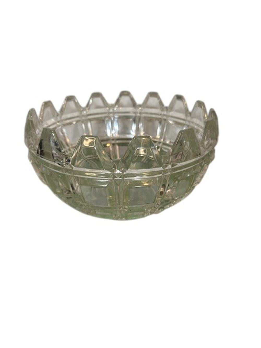 Crystal Clear Square Cut Glass Decorative Floral Arrangement Candy Bowl